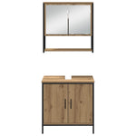 Bathroom Furniture Set with Door 3 pcs Brown 33 x 33 x 102.5 cm 3334368