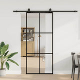 Sliding Door with Hardware Set Black 90x205 cm ESG Glass 3375925