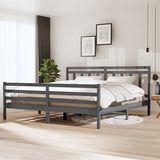 3100676 Bed Frame without Mattress Grey Solid Wood 200x200 cm