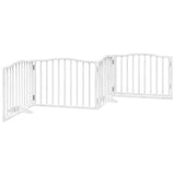 Dog Gate with Door Foldable 4 Panels White 320 cm Poplar Wood 352217
