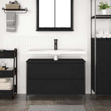 Bathroom Basin Cabinet with Drawers Black Oak 90x34.5x60 cm 861877
