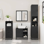 ZNTS 3 Piece Bathroom Furniture Set Black Engineered Wood 3301085