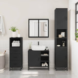 ZNTS 3 Piece Bathroom Furniture Set Black Engineered Wood 3301085