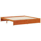 Bed Frame with Headboard Wax Brown 200 x 200 cm Solid Pine Wood 3422751