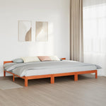 Family Bed Frame No Mattress Wax Brown 240x200 cm Solid Wood Pine 3324573