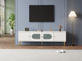 Modern TV Stand, 4doors, Metal bracket, TV Cabinet Storage Sideboard with 2 glass doors, TV N605P407493W