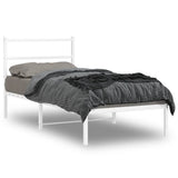 Metal Bed Frame without Mattress with Headboard White 90x190cm 355406