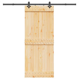 Sliding Door NARVIK Natural and Black 85 x 210 cm 3445283