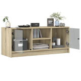 TV Cabinet with Glass Doors Sonoma Oak 102x37x42 cm 836373