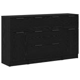 Sideboard with Drawer 3 pcs Black Oak Engineered Wood 3332538