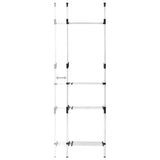 Telescopic Wardrobe System with Rods and Shelf Aluminium 321113