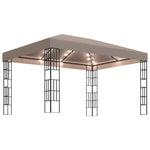 ZNTS Gazebo with LED String Lights 4x3 m Taupe 3070325