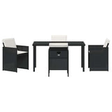Garden Dining Set with Cushion Folding 5 pcs Black Poly rattan 3379941