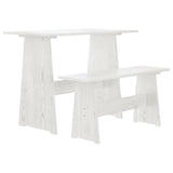 Dining Table with Bench REINE White Solid Wood Pine 327251