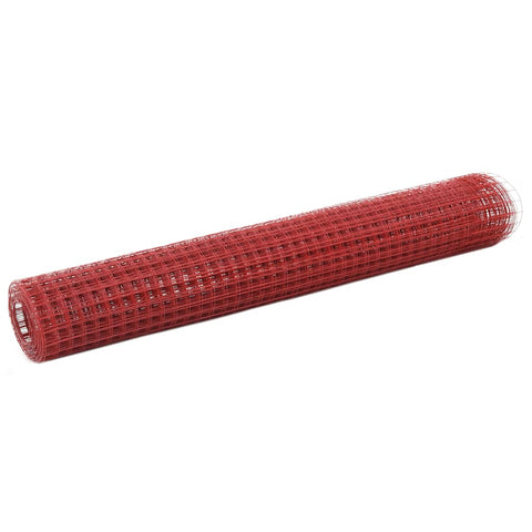 Chicken Wire Fence Steel with PVC Coating 25x1 m Red 143664