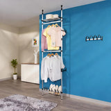 Telescopic Wardrobe System with Rods and Shelf Aluminium 321107