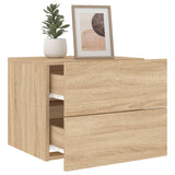 ZNTS Wall-mounted Bedside Cabinet with LED Lights Sonoma Oak 836816