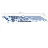 Manual Retractable Awning with LED 600x350 cm Blue and White 3069681