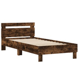 Bed Frame without Mattress with LED Lights Smoked Oak 100x200 cm 838712
