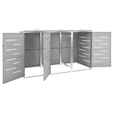 Triple Wheelie Bin Shed 207x77.5x115 cm Stainless Steel 149560