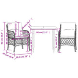 3 Piece Bistro Set with Cushions Grey Poly Rattan 3212180