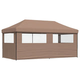 ZNTS Foldable Party Tent Pop-Up with 3 Sidewalls Brown 4004948