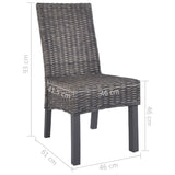Dining Chairs 4 pcs Brown Kubu Rattan and Mango Wood 275467