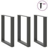 Dining Table Legs U-Shaped 3 pcs Anthracite 70x cm Steel 4013202