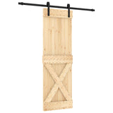 Sliding Door Natural and Black 70 x 210 cm Solid Pine Wood 3444904