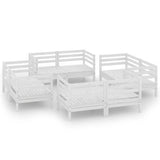8 Piece Garden Lounge Set White Solid Pinewood 3082428