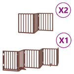 Dog Gate with Door Foldable 12 Panels Brown 600 cm Poplar Wood 3155548
