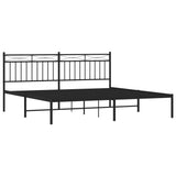 Metal Bed Frame without Mattress with Headboard Black 180x200cm 373695