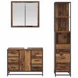 Bathroom Furniture Set with Door 3 pcs Old Wood Engineered Wood 3402381
