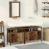 Bathroom Vanity Units with Shelf 3 pcs Brown Engineered wood 3332550