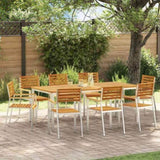 Garden Dining Set 9 pcs Solid Acacia Wood and Stainless Steel 3334780