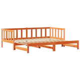 Pull-out Day Bed Wax Brown 203.5 x 164 x 66 cm Solid Pine Wood 867844