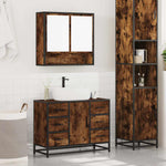 ZNTS 2 Piece Bathroom Furniture Set Smoked Oak Engineered Wood 3300932