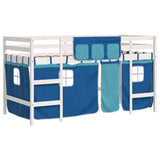 Kids' Loft Bed with Curtains without Mattress Blue 80x200cm 3206959