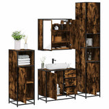 ZNTS 4 Piece Bathroom Furniture Set Smoked Oak Engineered Wood 3301197