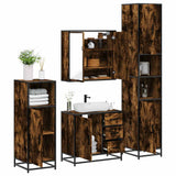4 Piece Bathroom Furniture Set Smoked Oak Engineered Wood 3301197