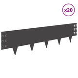 Lawn Edging 20 pcs 100 x 25 cm Steel Black 8008603