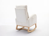 Mid Century Modern Teddy Fabric Upholstered Rocking Chair Padded Seat For Living Room Bedroom, Beige W1397P146020