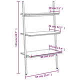 3-Tier Leaning Shelf Light Brown and Black 64x34x116 cm 336370