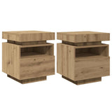 Bedside Cabinets with LED Lights 2 pcs Artisan Oak 40x39x48.5 cm 857661