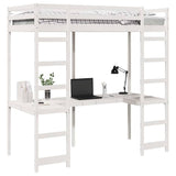 Loft Bed Frame White 75 x 190 cm Solid Pine Wood 3414557