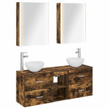 Bathroom Cabinet Set 5 pcs Smoked Oak Engineered Wood 3406691