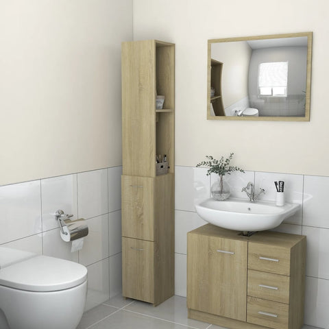 Bathroom Cabinet Sonoma Oak 25x26.5x170 cm Engineered Wood 808434