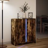 Sideboard with LED Smoked Oak 77x34x85 cm Engineered Wood 852135