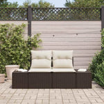 Garden Sofa with Cushion Brown 123 x 62 x 69cm Poly Rattan 42006793