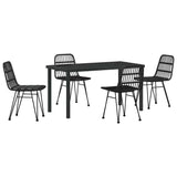 Garden Dining Set 5 pcs Black Powder-Coated Steel 3379200